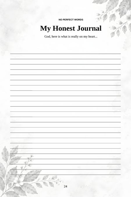 A full page of generous lined writing space with the prompt "God, here is what is really on my heart"