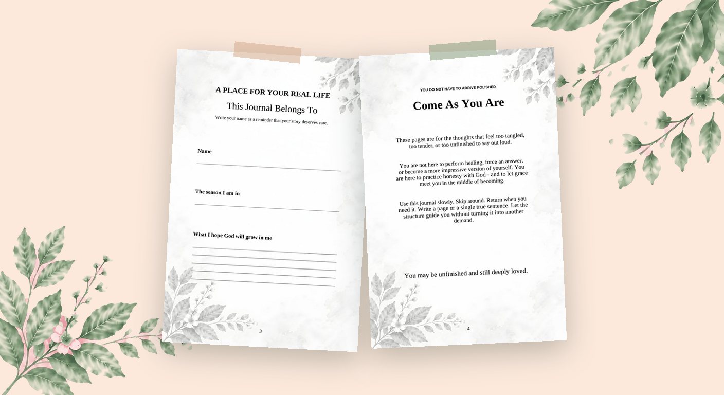 The journal&rsquo;s opening pages: This Journal Belongs To, with space for her name and season, beside Come As You Are